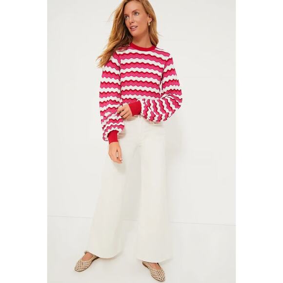 HYACINTH HOUSE Ruby Wavy Stripe Callie Crewneck sweater Medium M - Picture 3 of 8